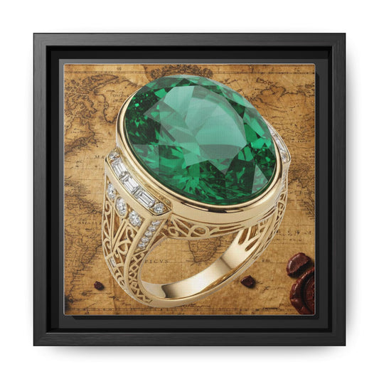 Emerald Ring Vintage Map Framed Canvas