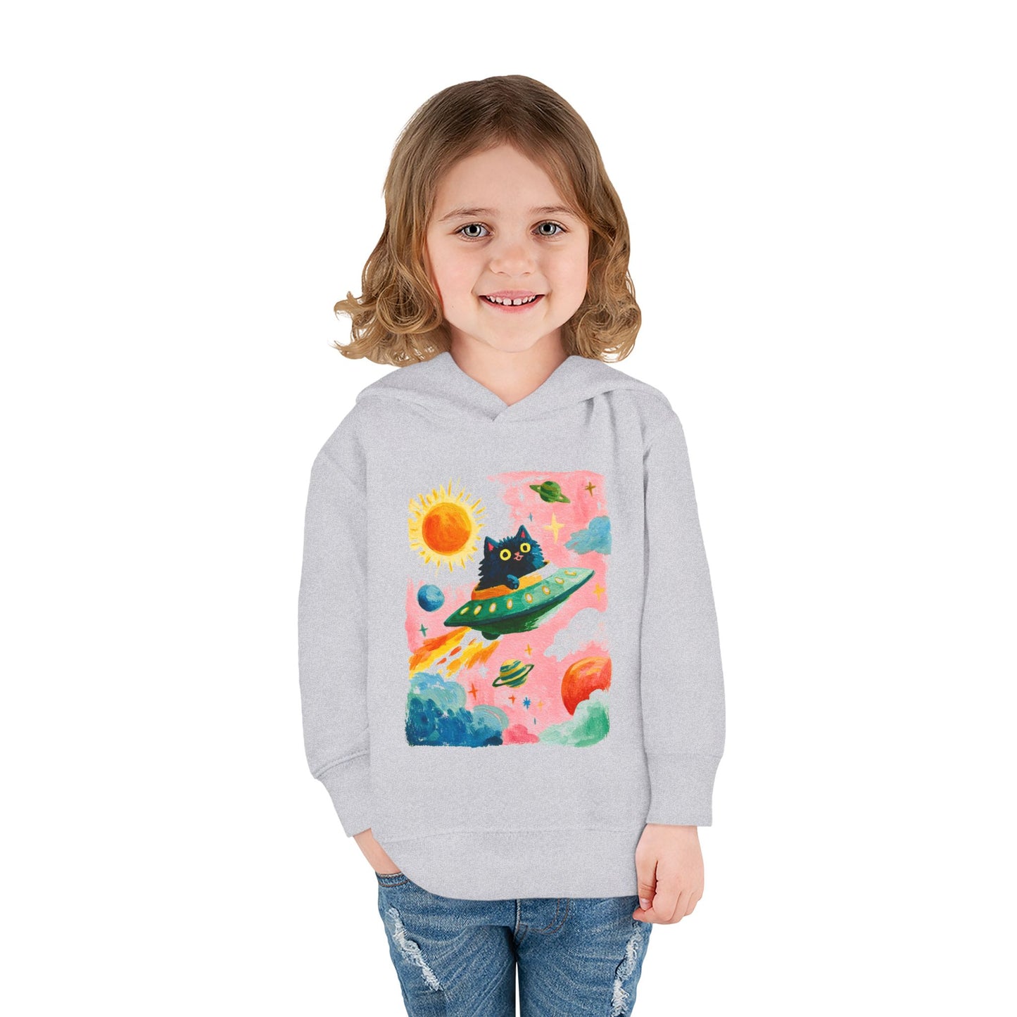 Space Cat UFO Toddler Hoodie