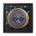 Blue & Gold Tree of Life Medallion Canvas