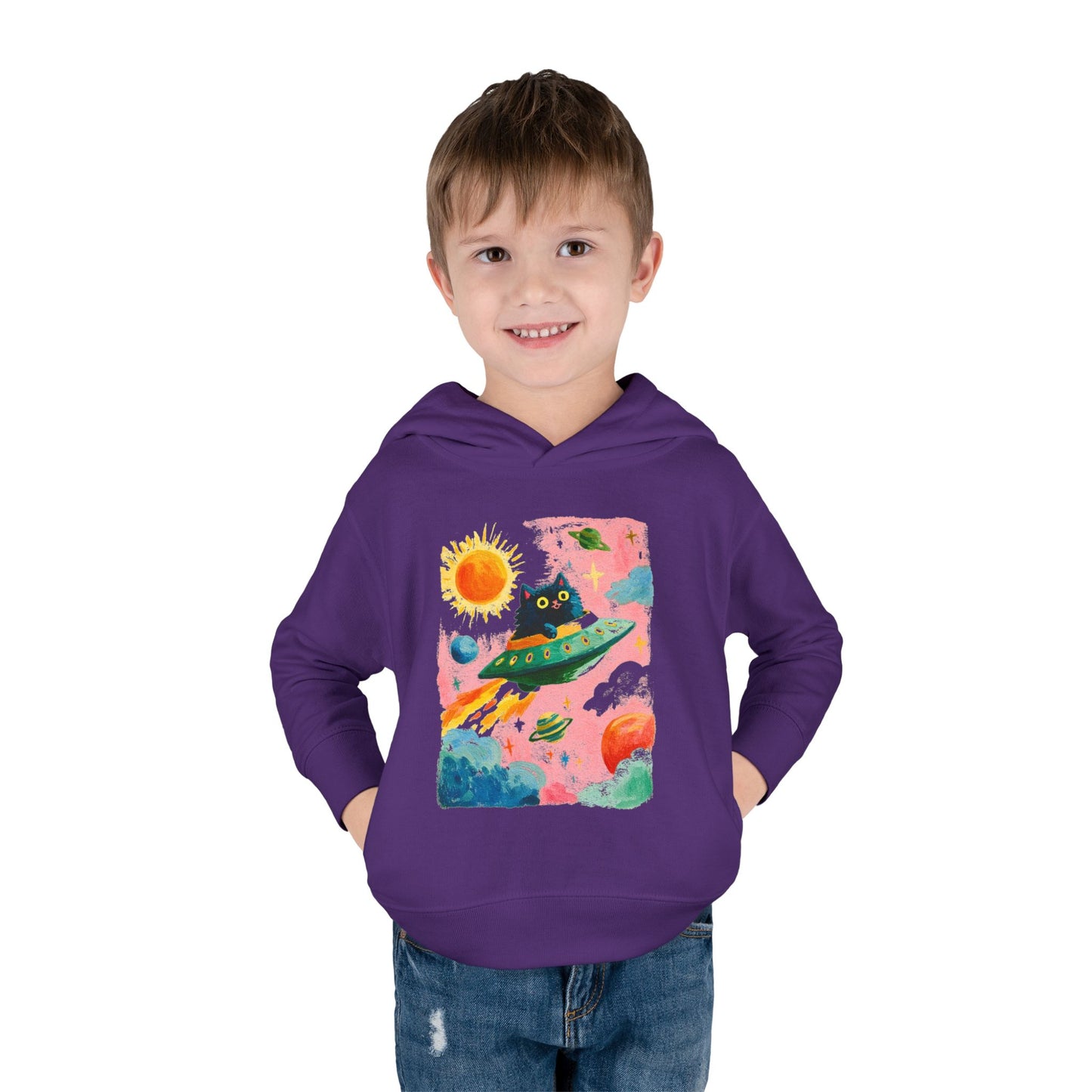Space Cat UFO Toddler Hoodie