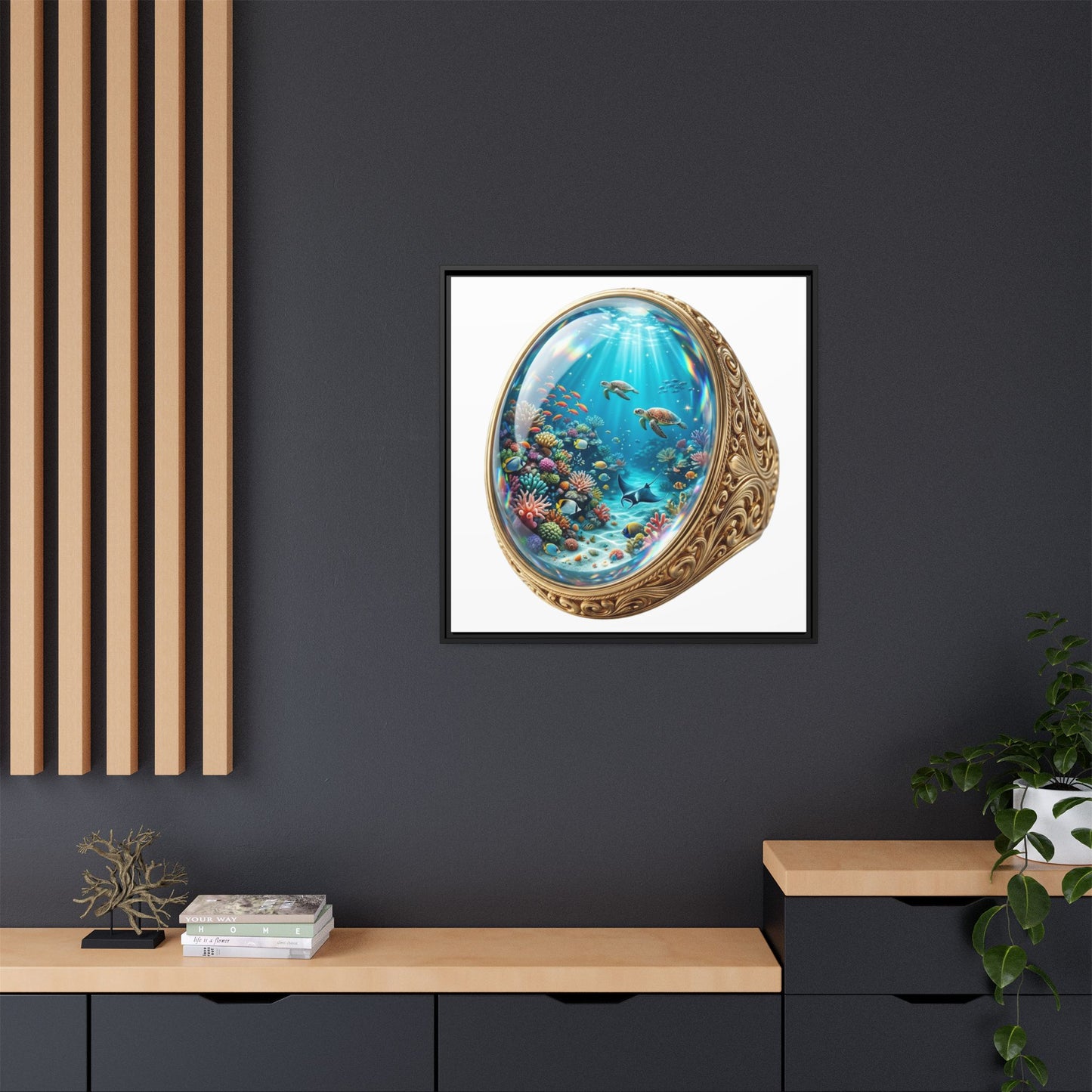 Coral Locket Framed Art