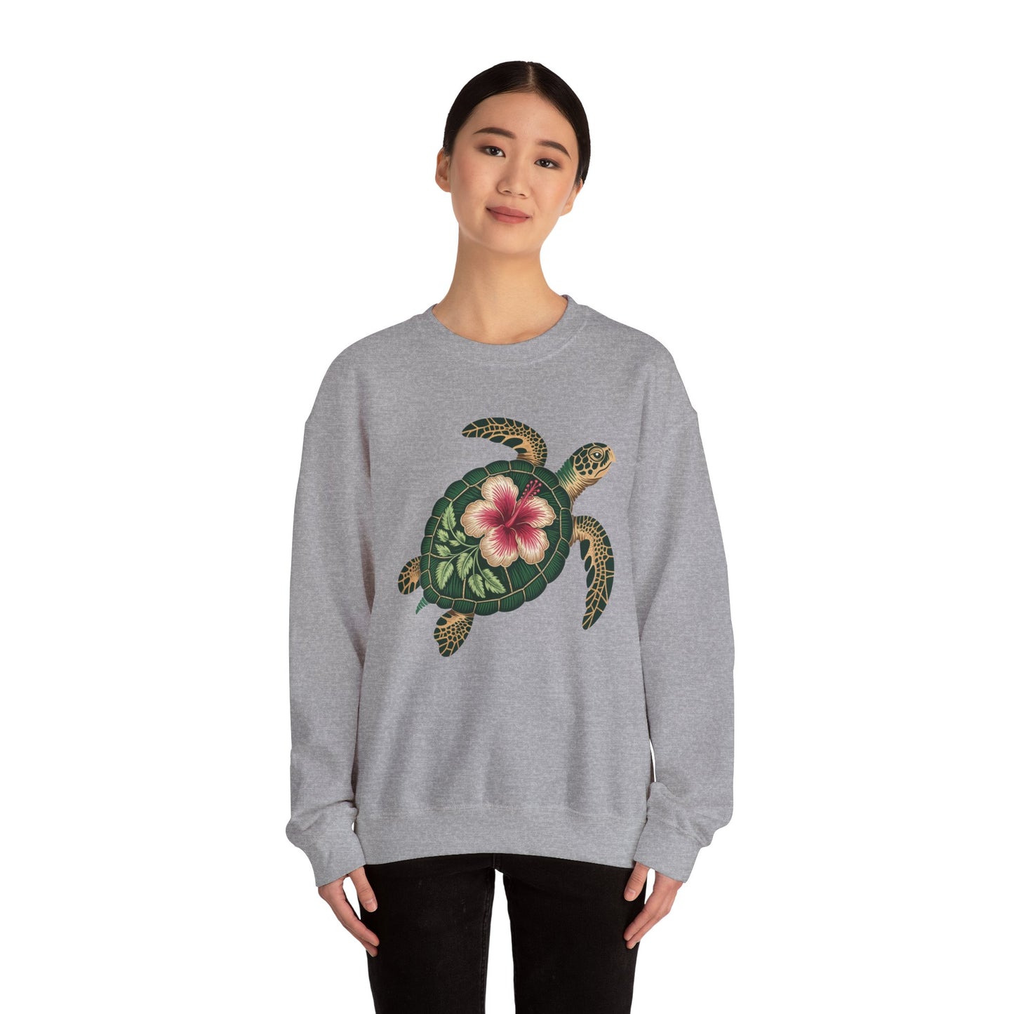 Sea Turtle Floral Graphic Women's Crewneck Sweatshirt