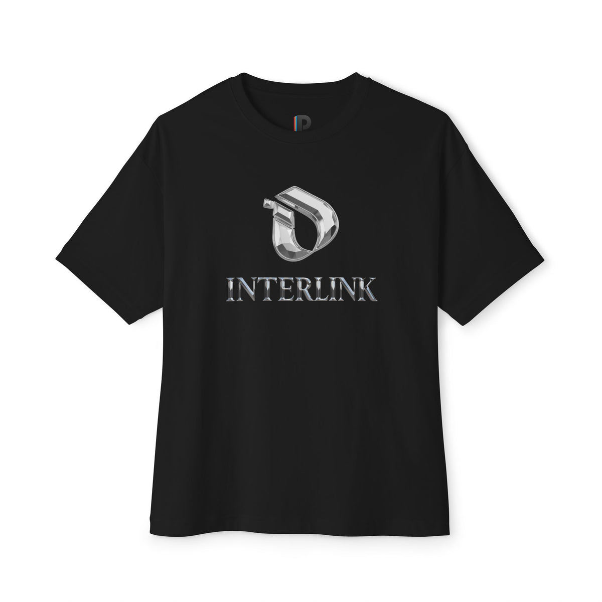 Silver Chrome Interlink Front Emblem Boxy Cotton Tee
