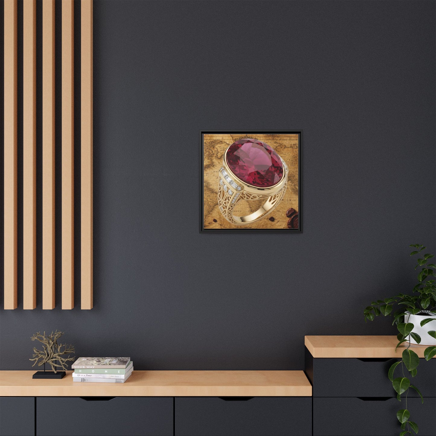 Ruby Ring Cartographic Framed Canvas Wall Art
