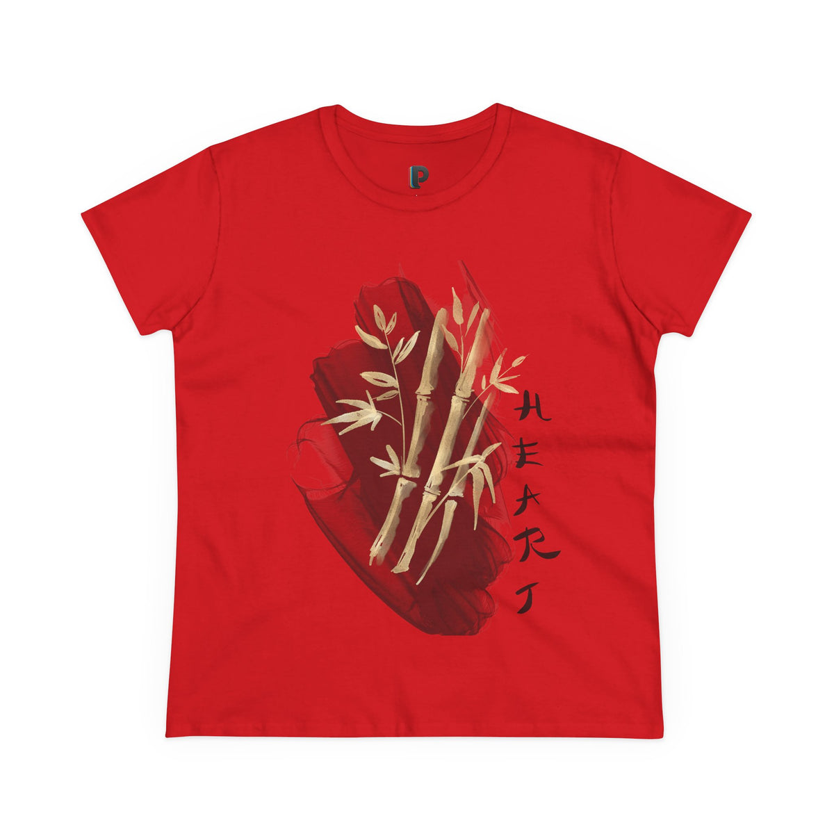 Golden Bamboo Ink Brush Front Print Women’s Tee