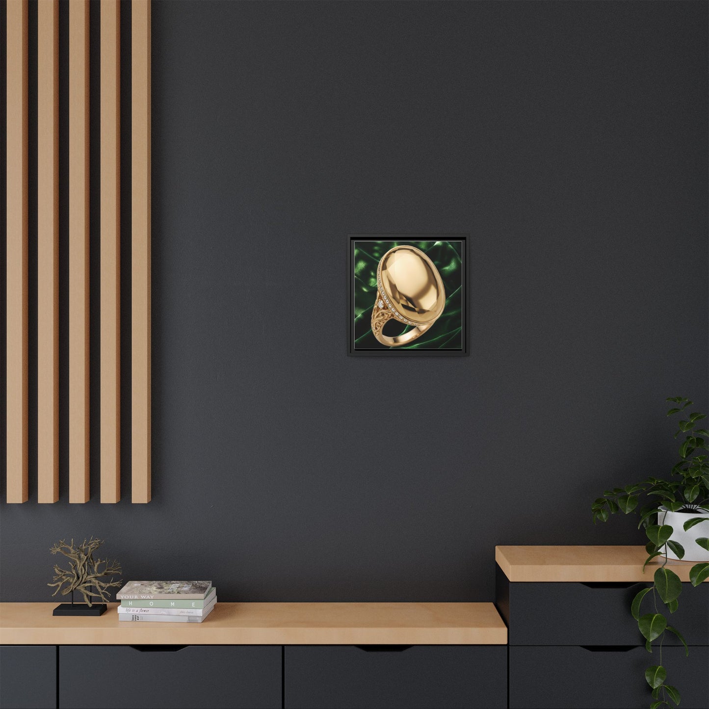 Sovereign Gold Oval Ring Framed Canvas