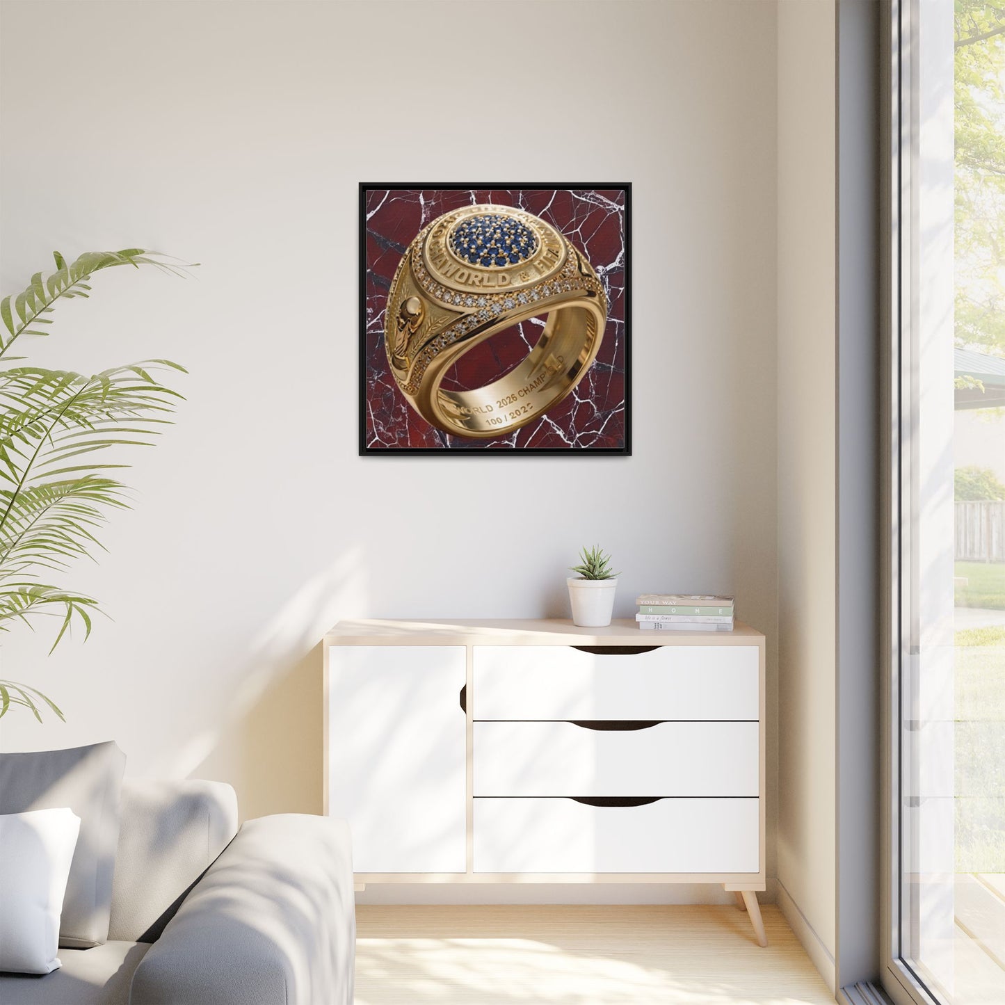 2026 World Football Ring Fractured Marble Framed Canvas