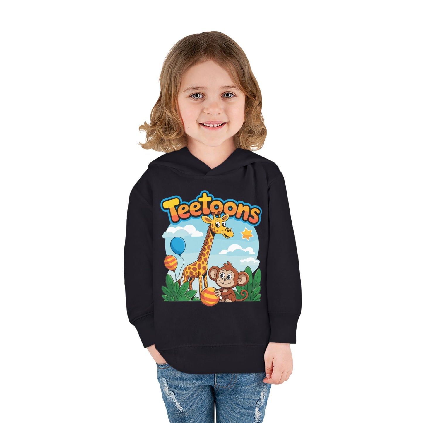 Giraffe and Monkey Toddler Pullover Hoodie