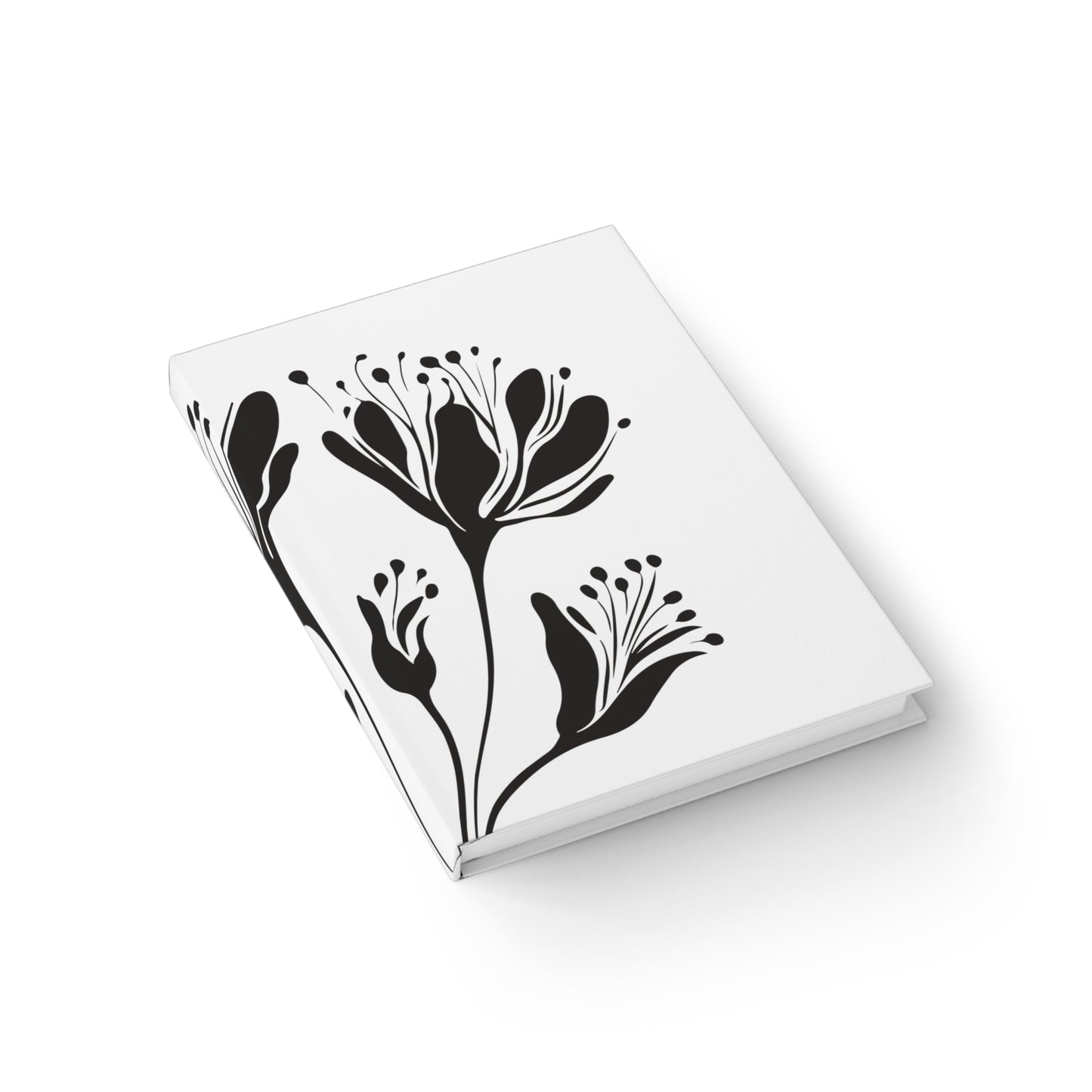 Minimal Black Floral Ruled Notebook