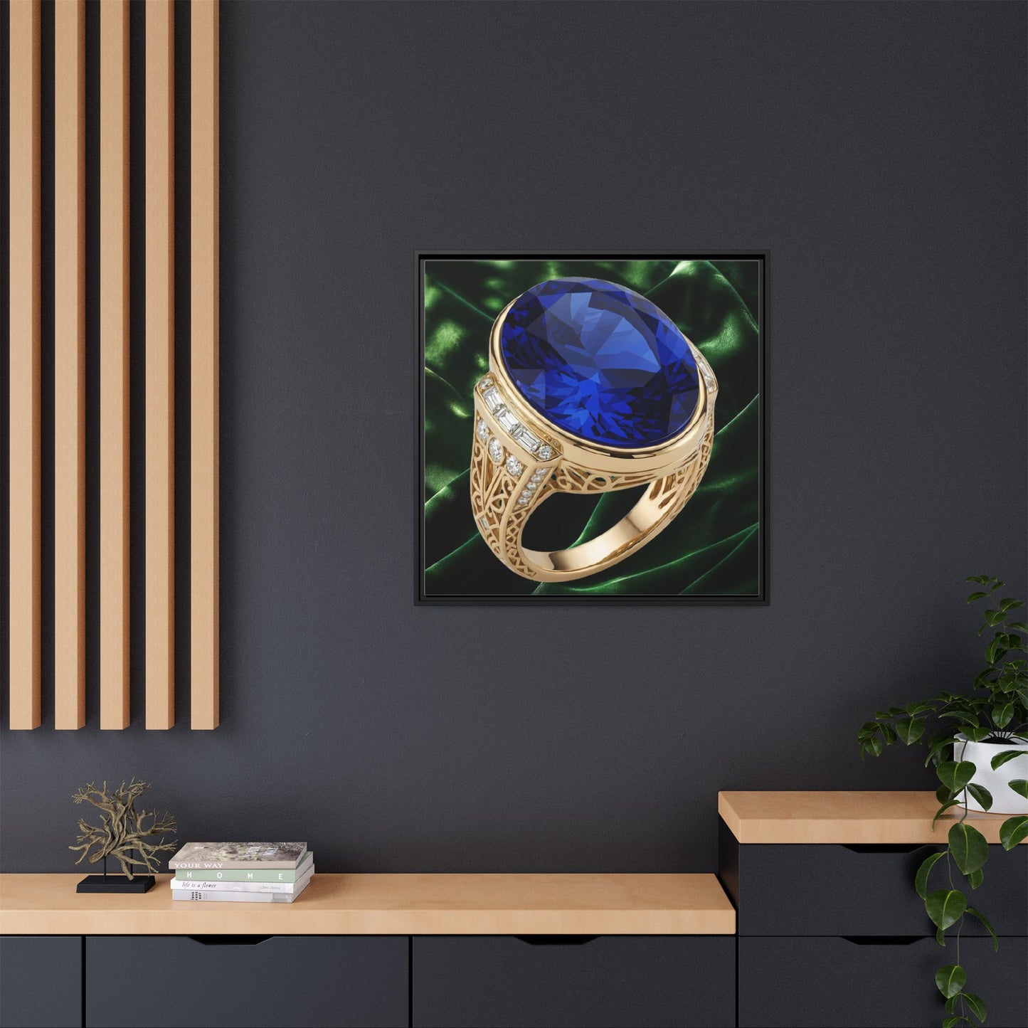 Sapphire Emerald Satin Ring Canvas