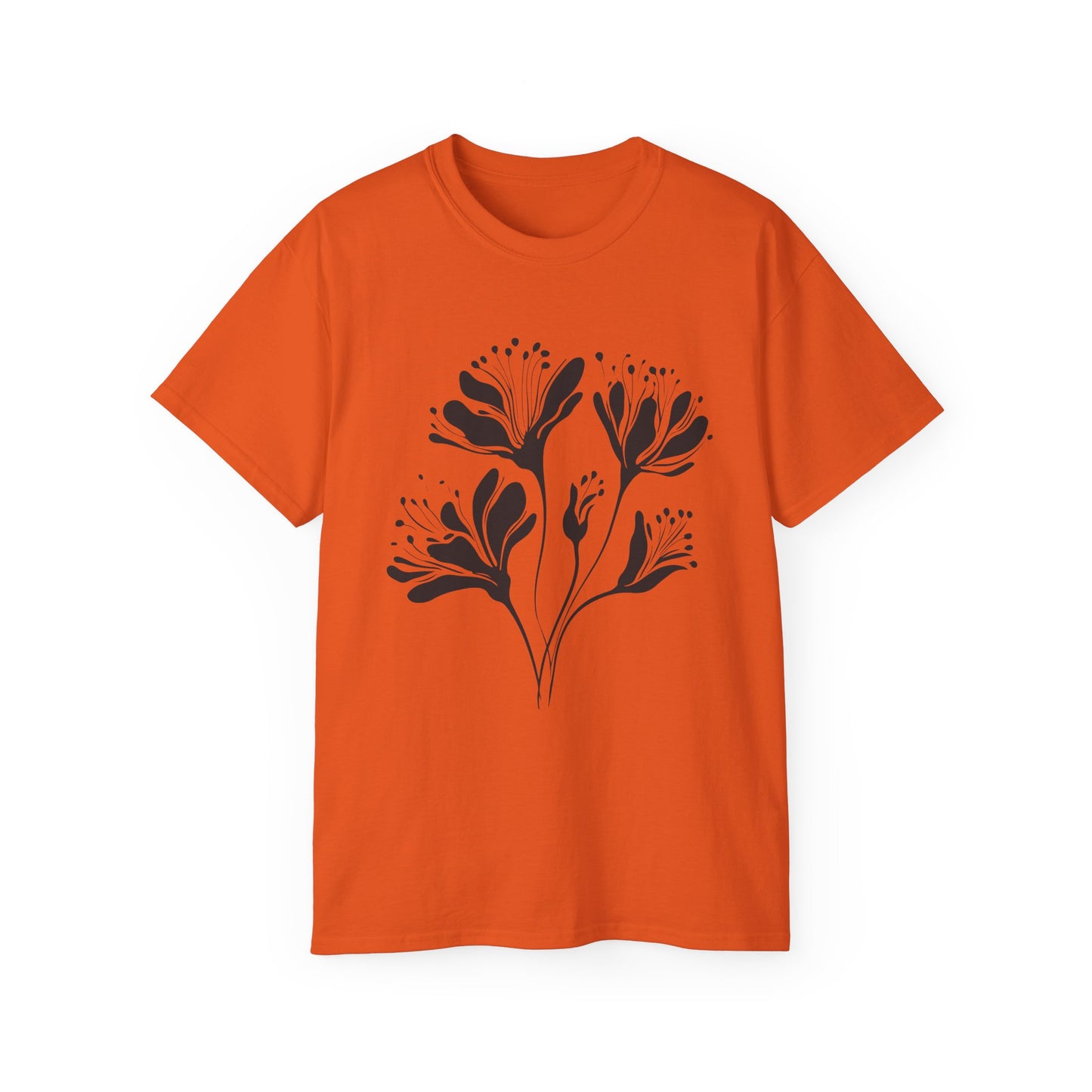 Minimal Black Floral Cotton Tee