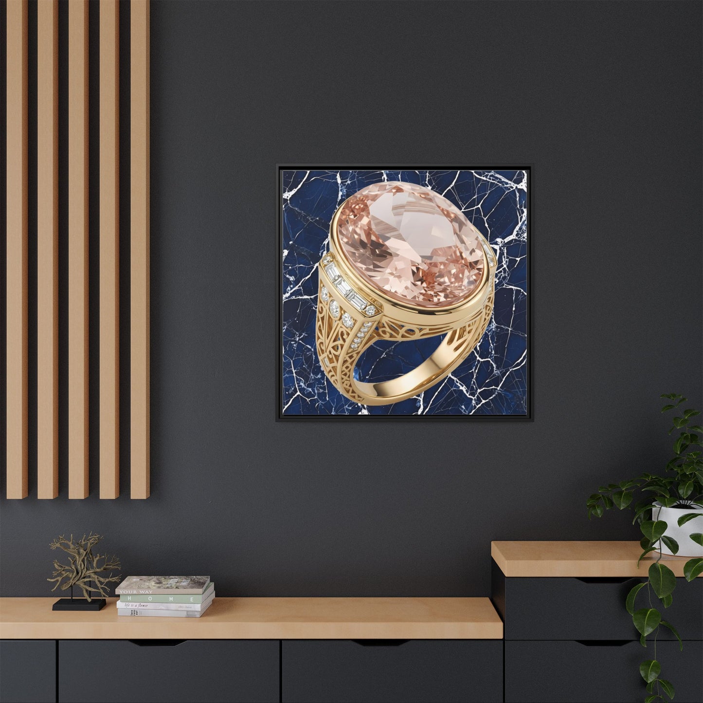 Morganite Ring with Marble Veins Framed Canvas
