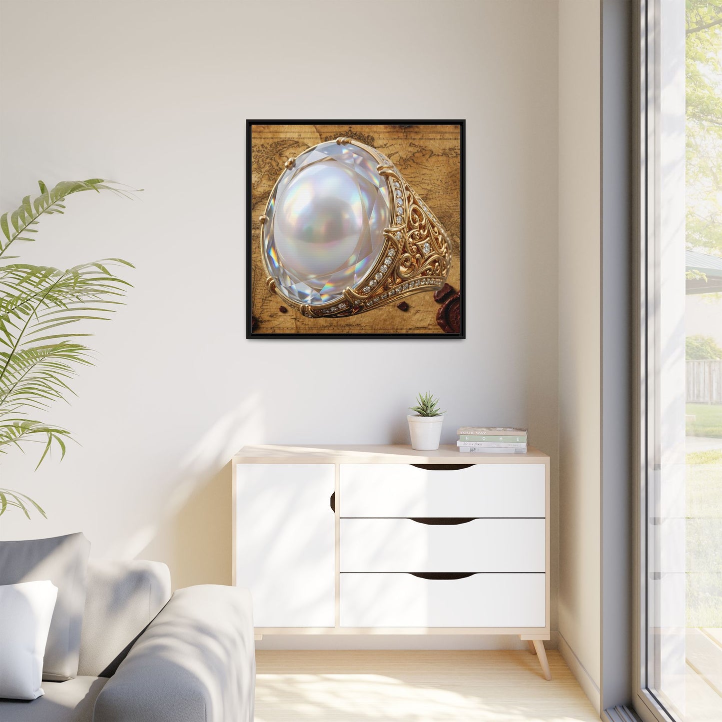Pearl Atlas Ring Framed Canvas