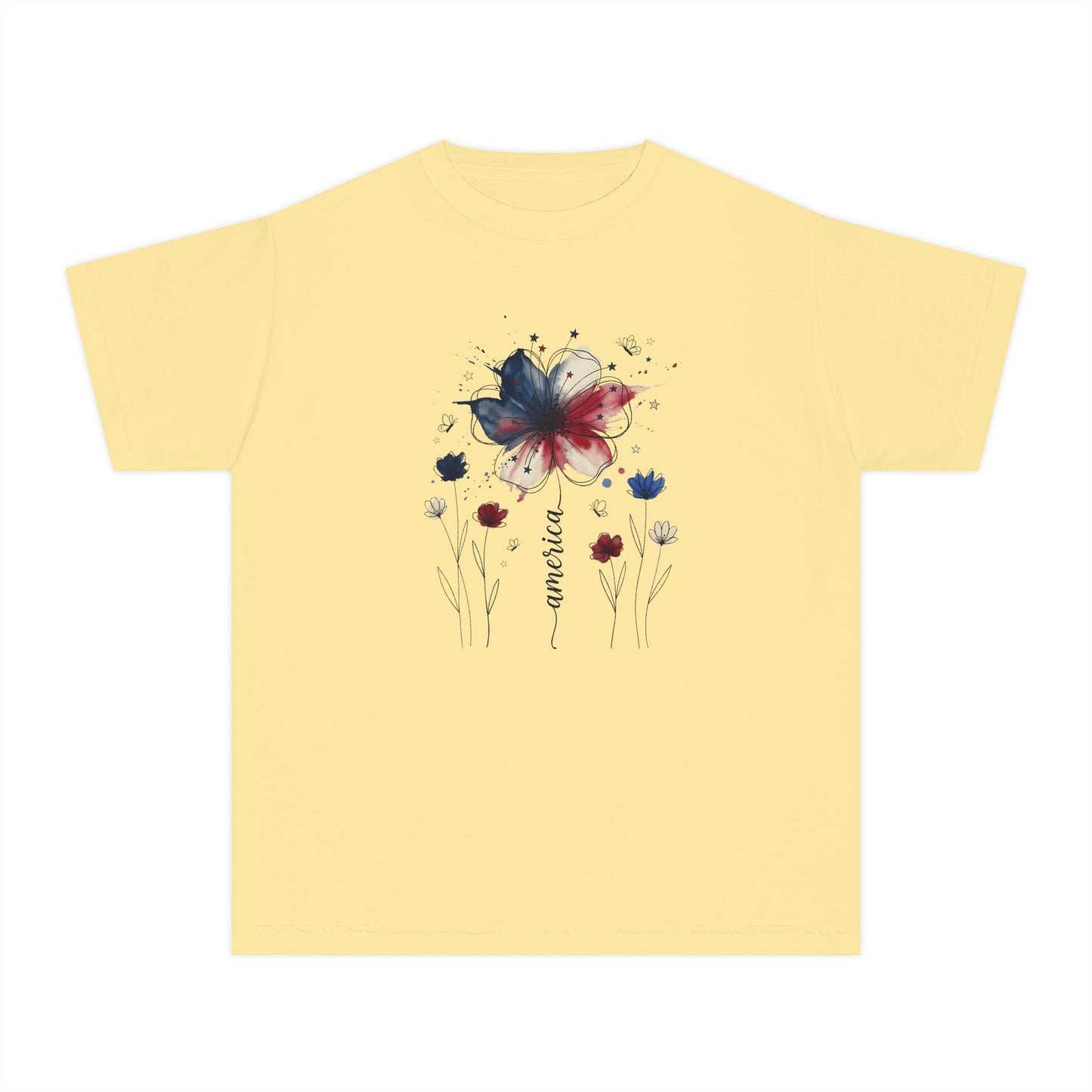 Watercolor Patriotic Butterfly Youth T-Shirt