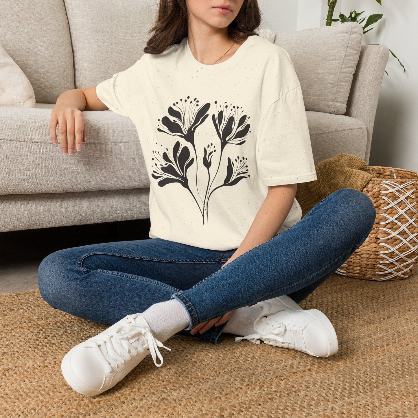 Monochrome Floral Silhouette Tee