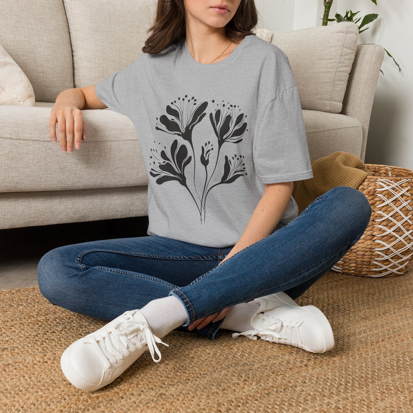 Monochrome Floral Silhouette Tee