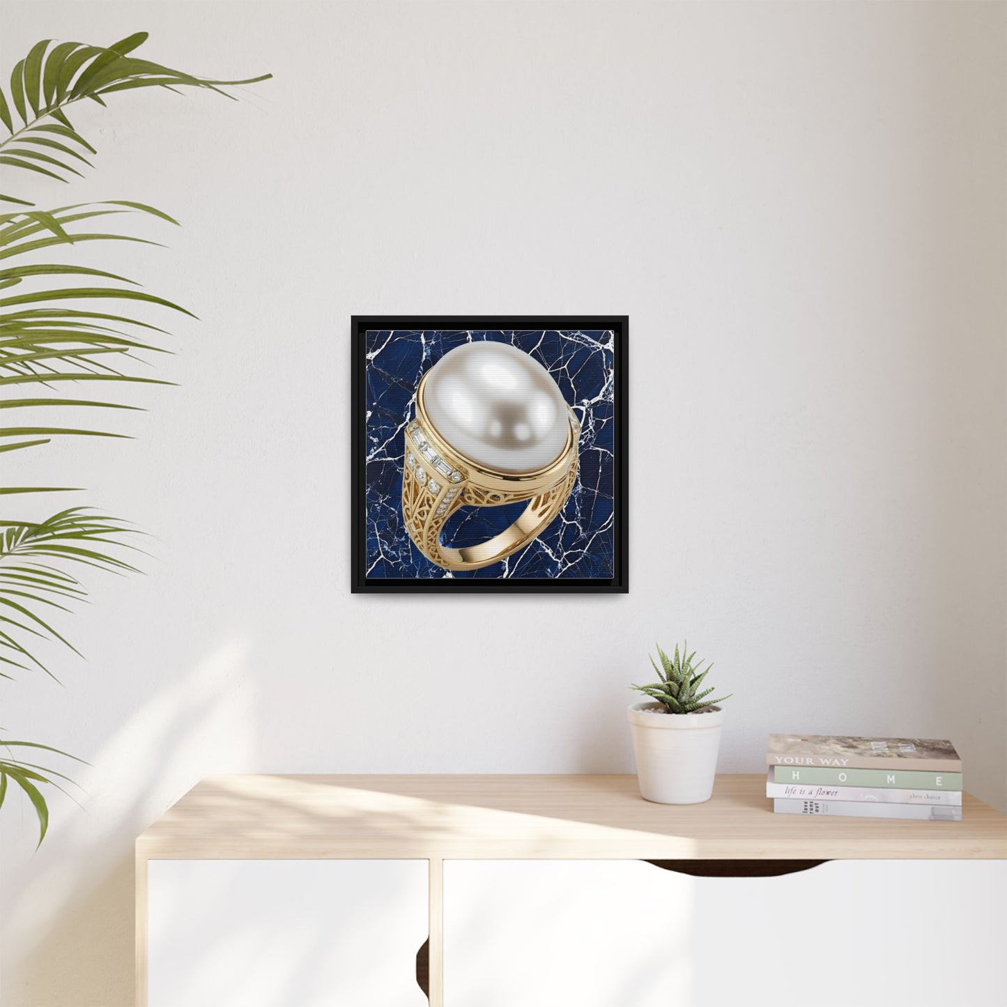 Oversized Pearl Ring Framed Canvas