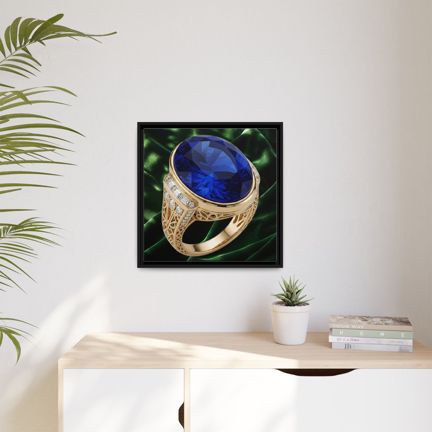 Sapphire Emerald Satin Ring Canvas