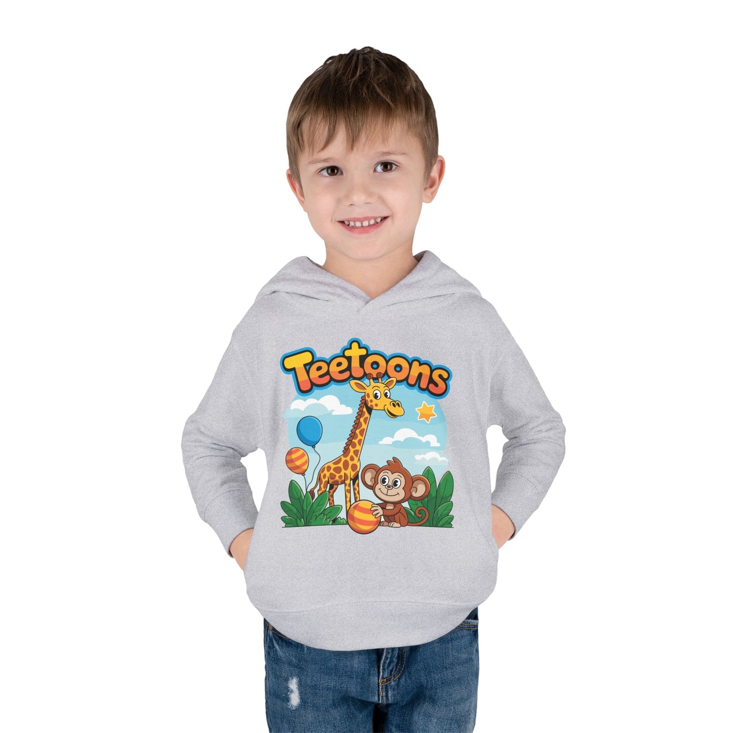Giraffe and Monkey Toddler Pullover Hoodie
