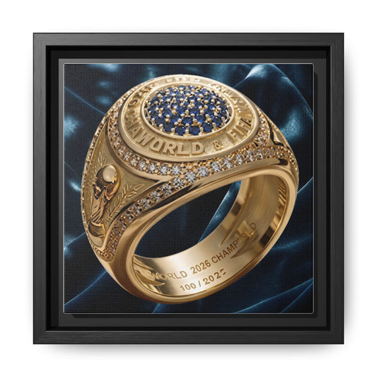 Navy Velvet 2026 Football Crown Ring Framed Canvas