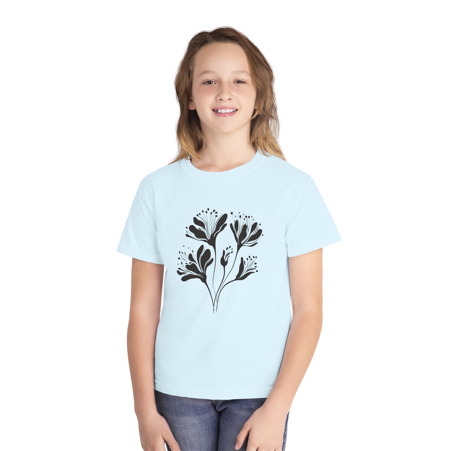 Youth Minimal Black Floral Tee
