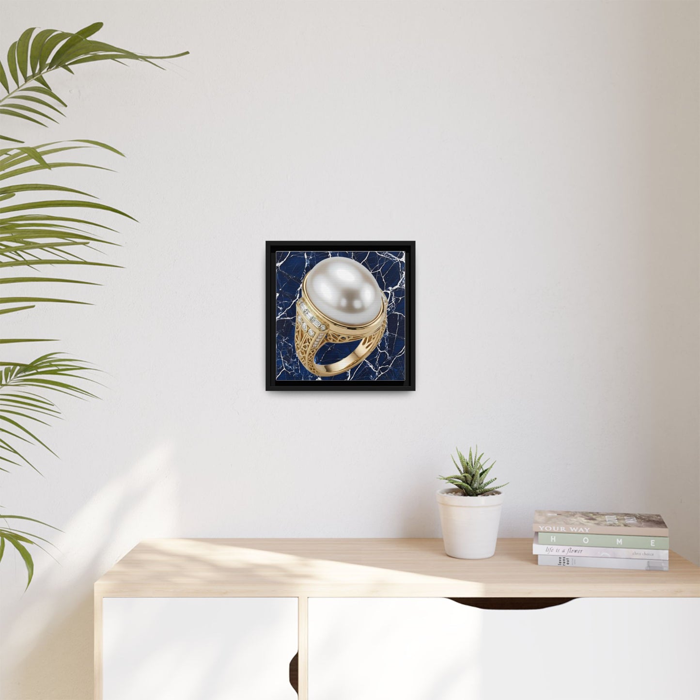 Oversized Pearl Ring Framed Canvas