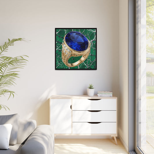 Marble Mosaic Sapphire Ring Framed Canvas