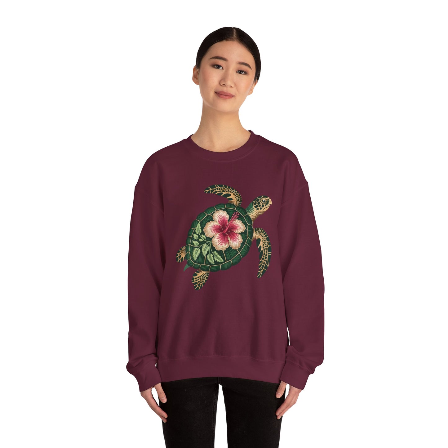 Sea Turtle Floral Graphic Women's Crewneck Sweatshirt