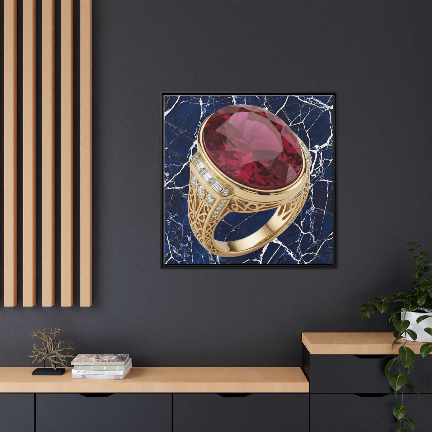Midnight Ruby Marble Canvas