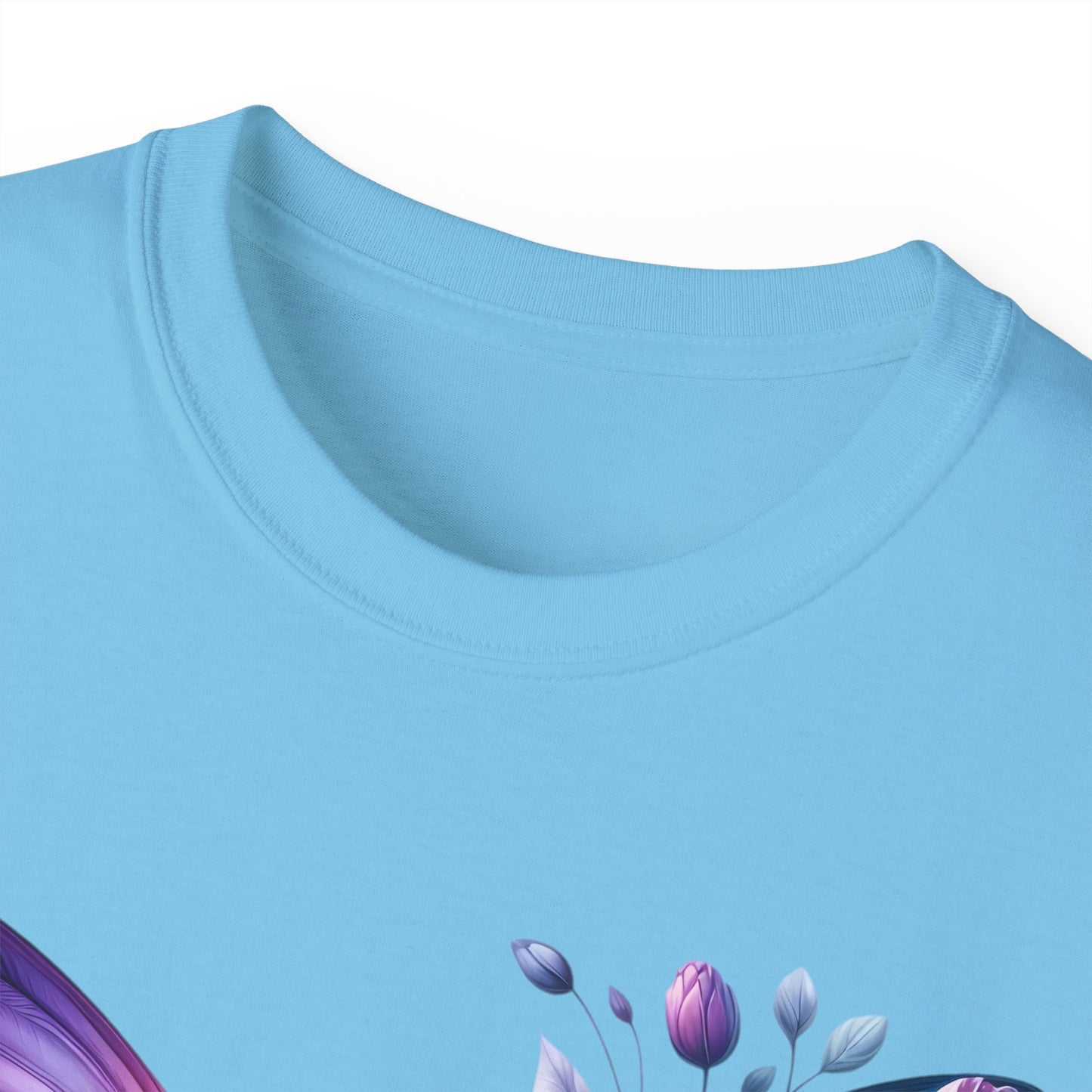 Purple Butterfly Floral Graphic T-Shirt
