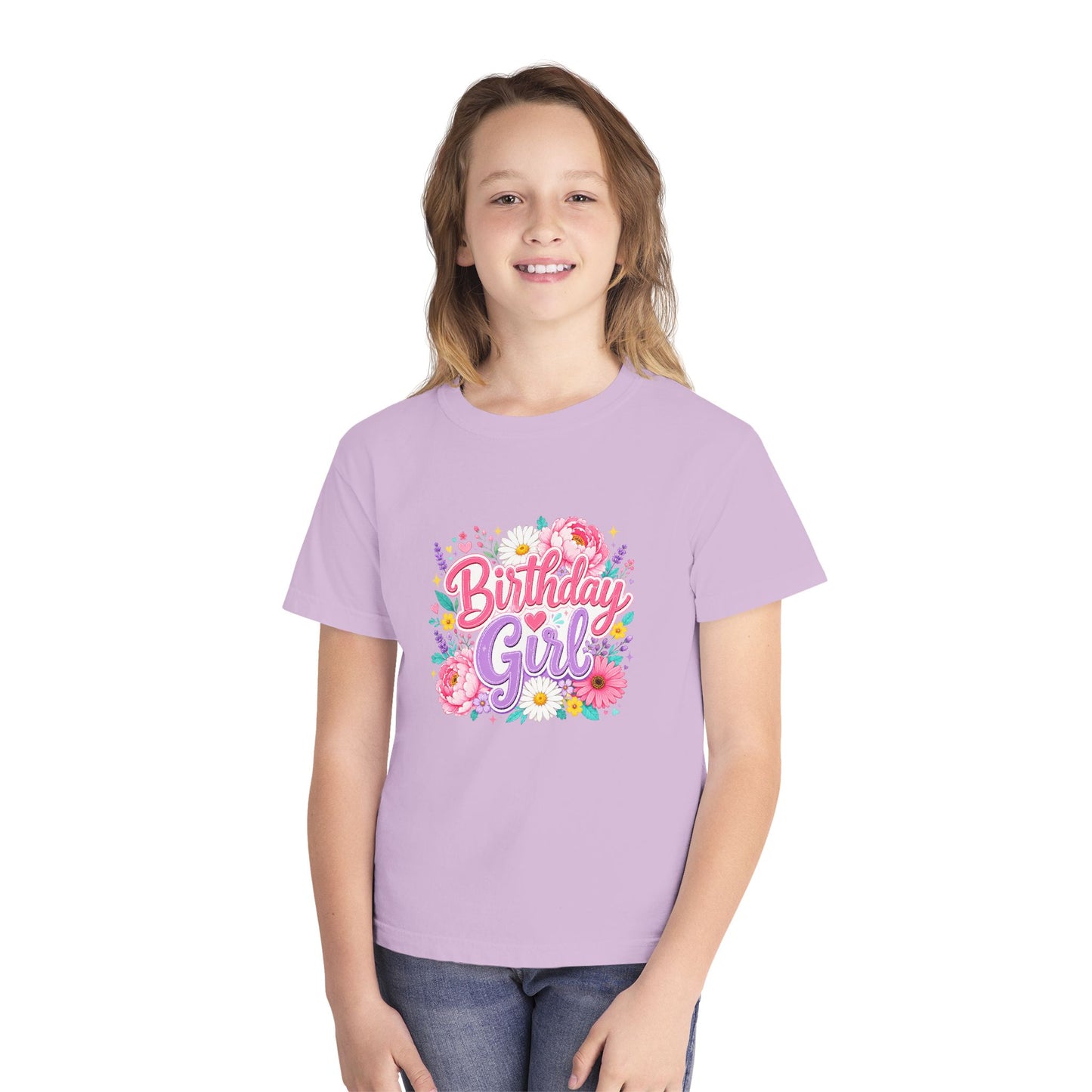 Birthday Girl Floral Youth T-Shirt
