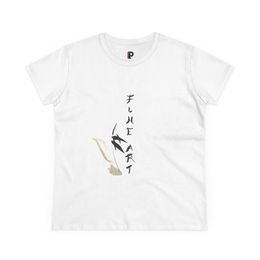 Fine Art Swallow & Gold Accent Front Print Women’s Tee