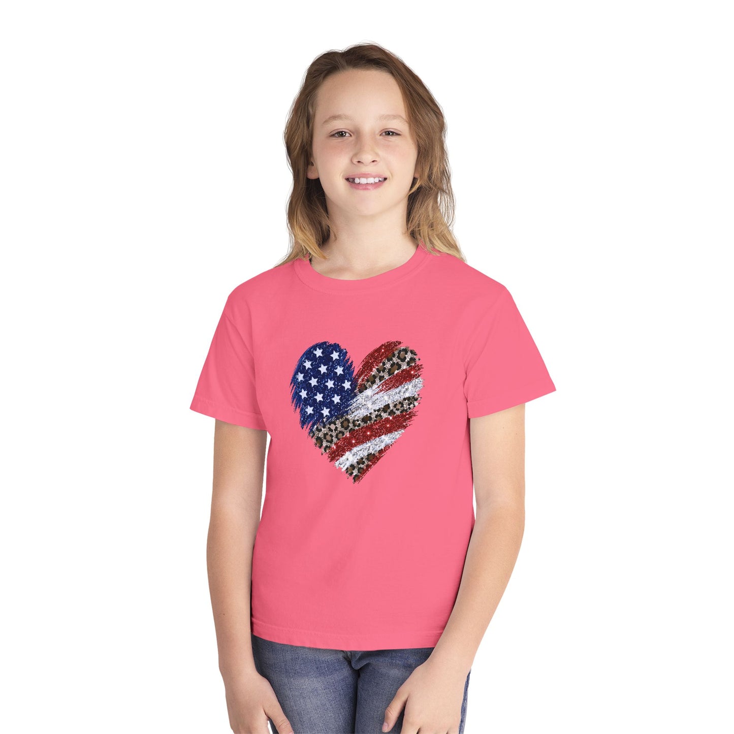 Distressed American Flag Heart Youth T-Shirt