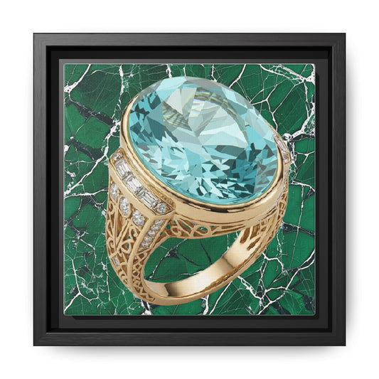 Aquamarine Ring Marble Composition Framed Wall Art