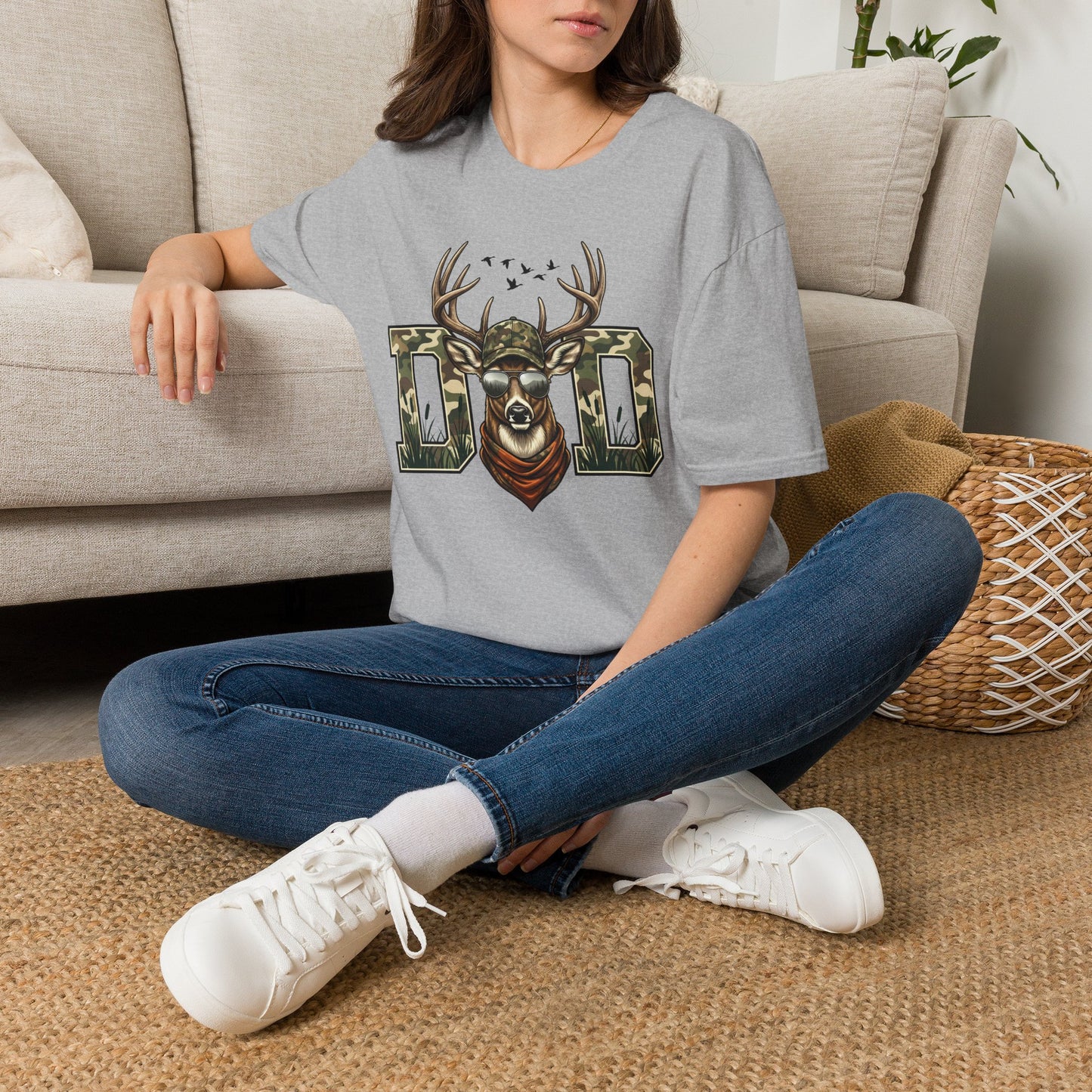 Dad Camo Deer Graphic T-Shirt