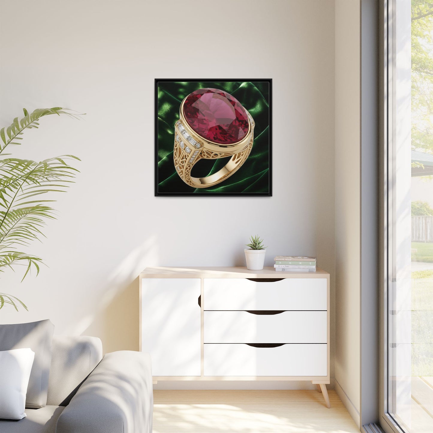 Verdant Ruby Velvet Canvas