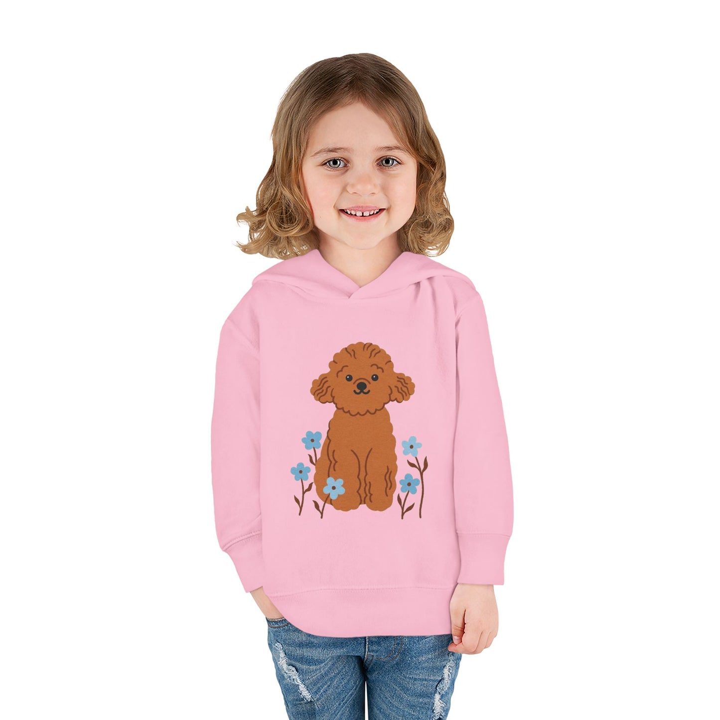 Curly Puppy and Wildflowers Toddler Hoodie