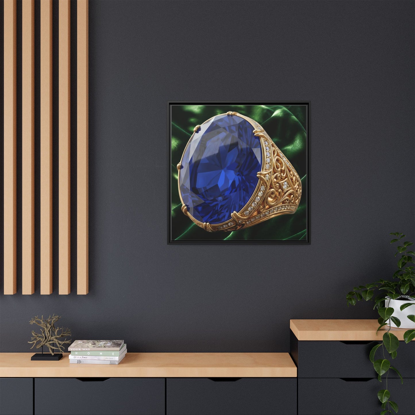 Sapphire Jewellery in Sculpted Setting Framed Canvas