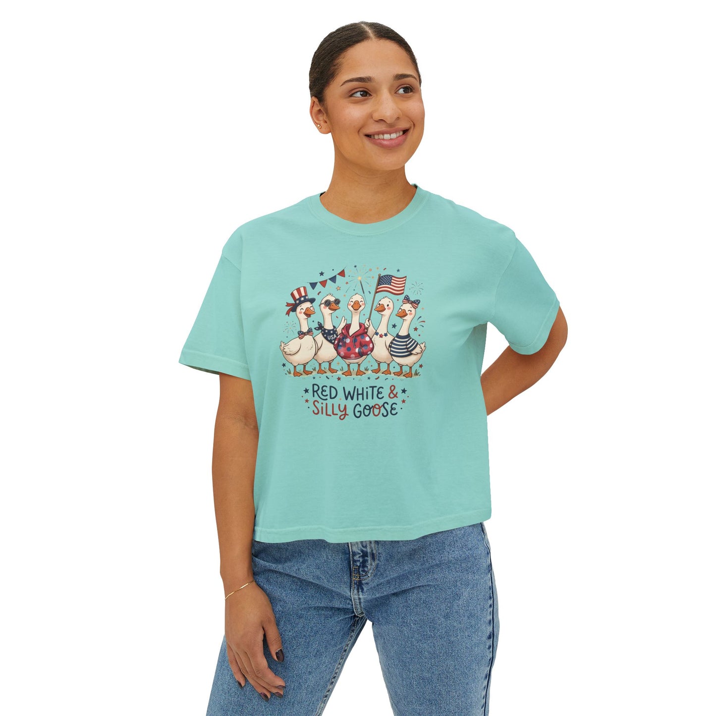 Red White & Silly Goose Women’s Boxy T-Shirt