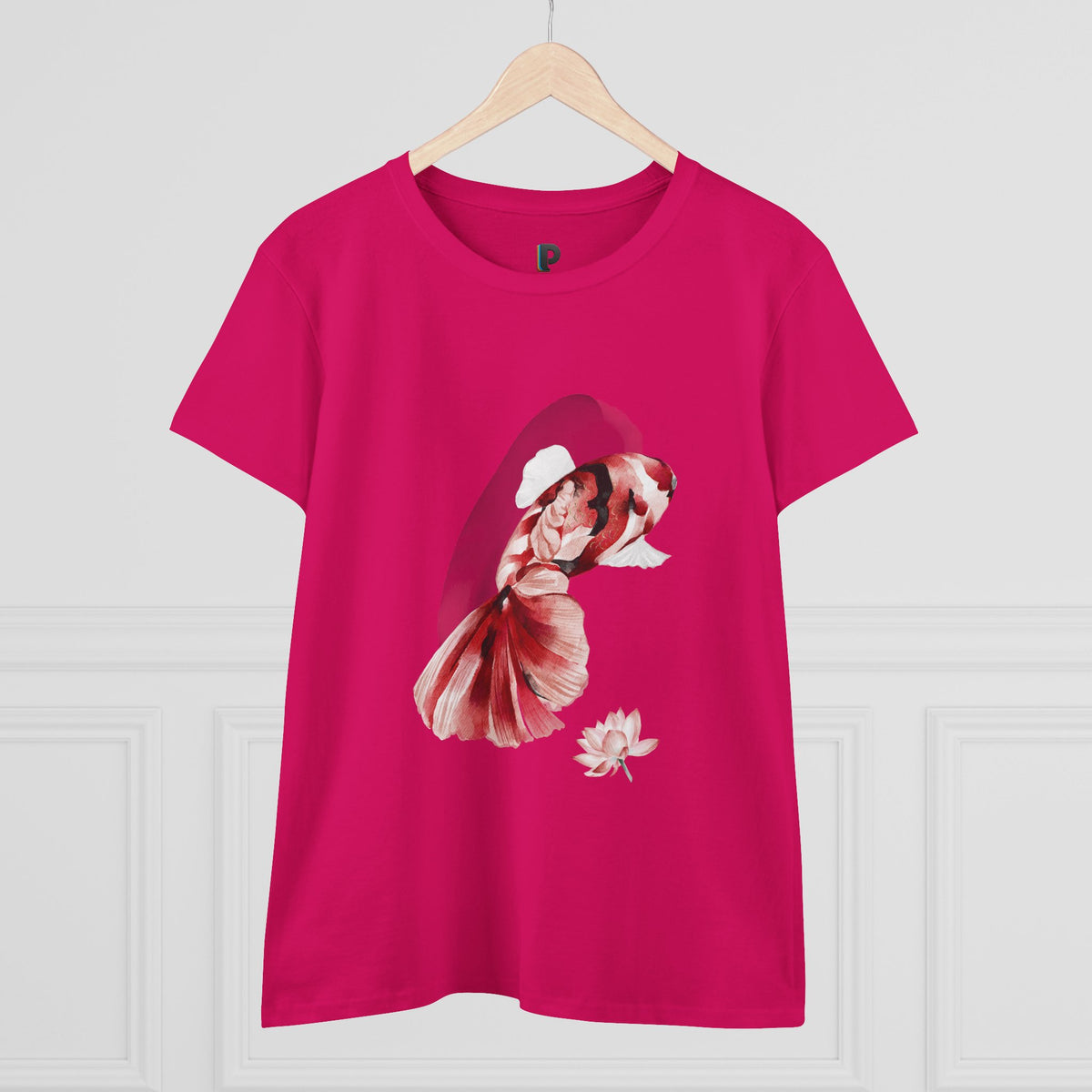 Crimson Betta & Lotus Watercolor Women’s Tee