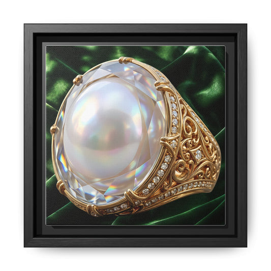 Luminous Pearl Ring with Drapery Framed Canvas