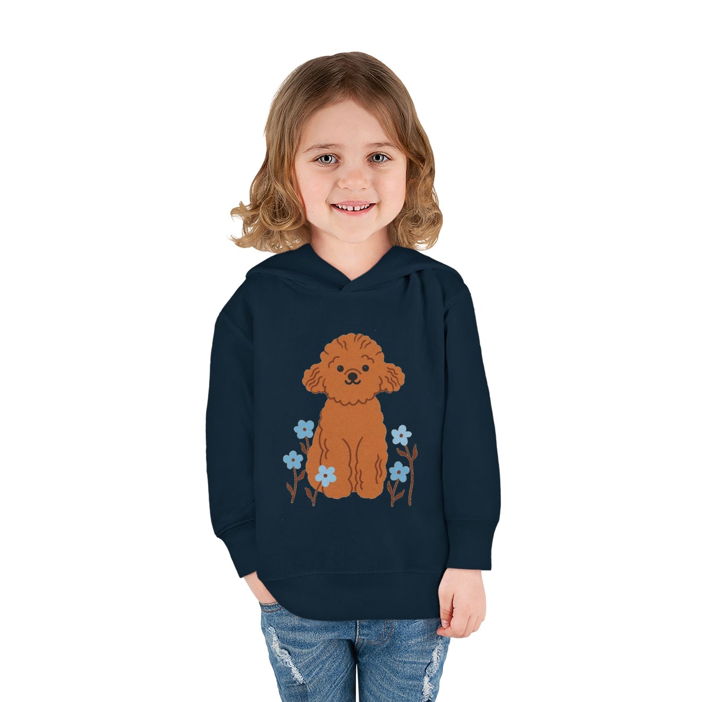 Curly Puppy and Wildflowers Toddler Hoodie