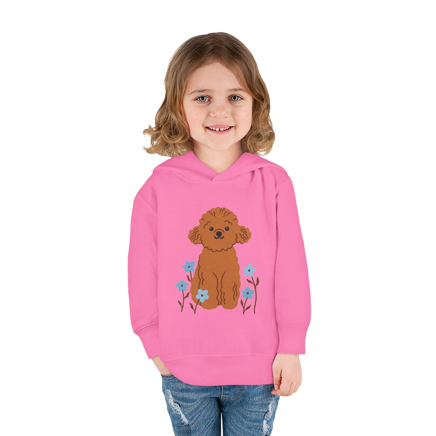 Curly Puppy and Wildflowers Toddler Hoodie
