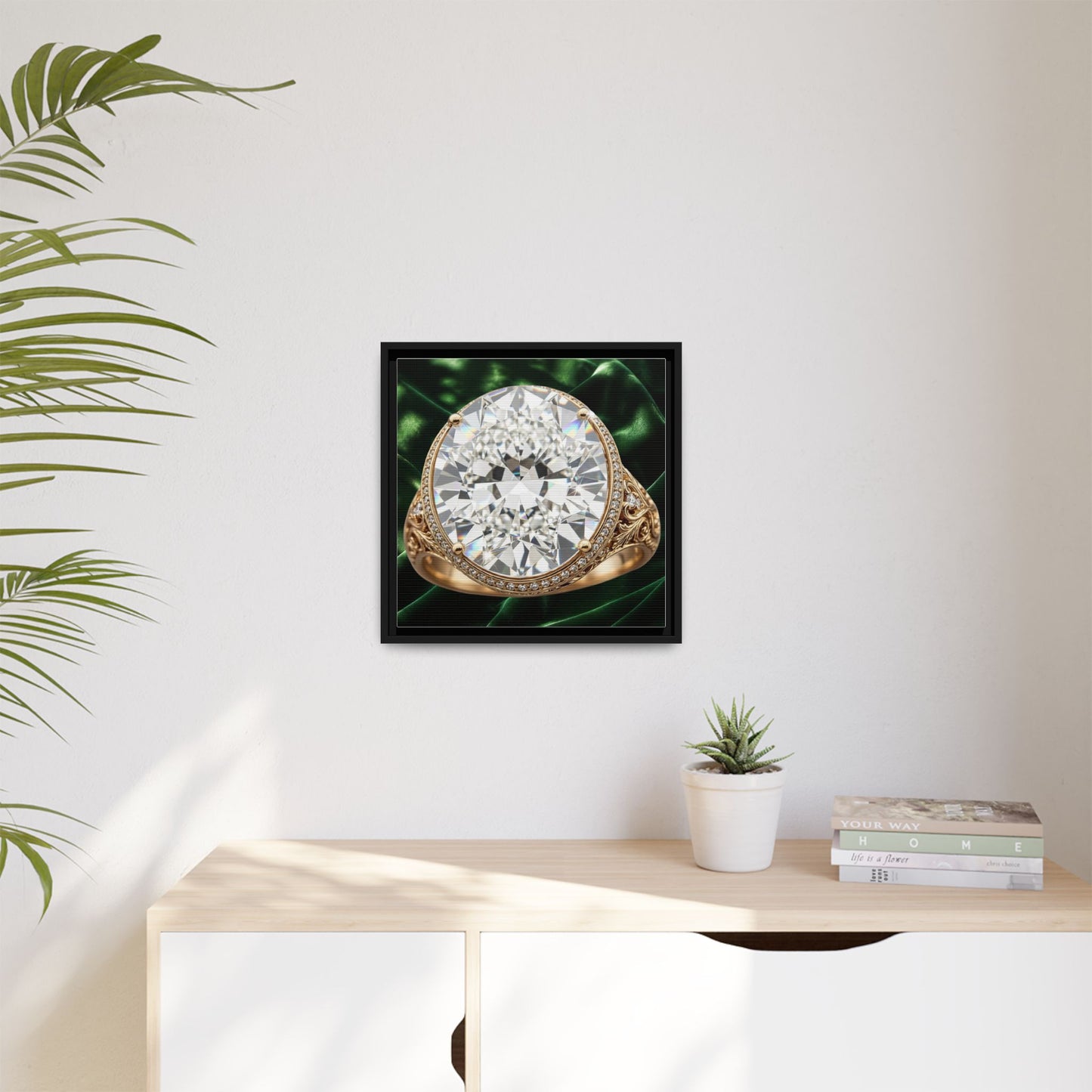 Brilliant Diamond Halo Ring Framed Canvas Art