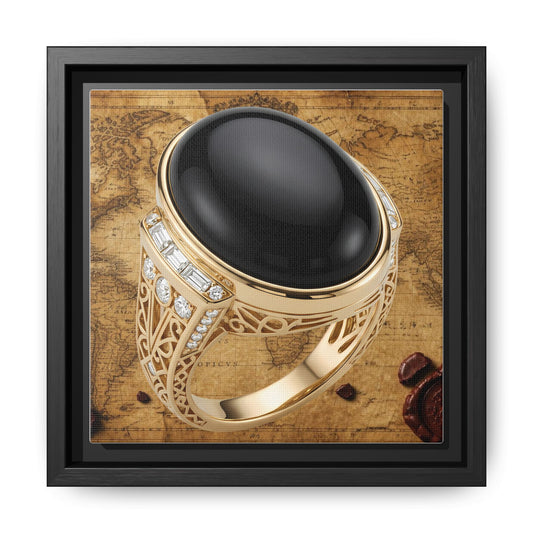 Onyx Ring Vintage Map Framed Canvas