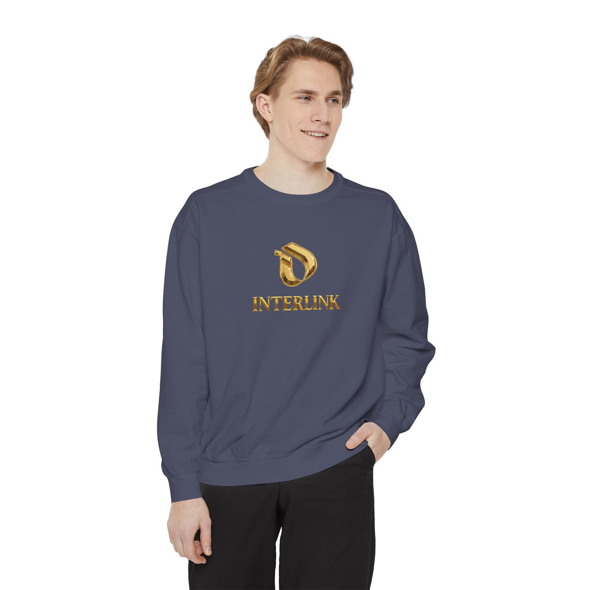 Gold Interlink Logo Crewneck Sweatshirt for Women