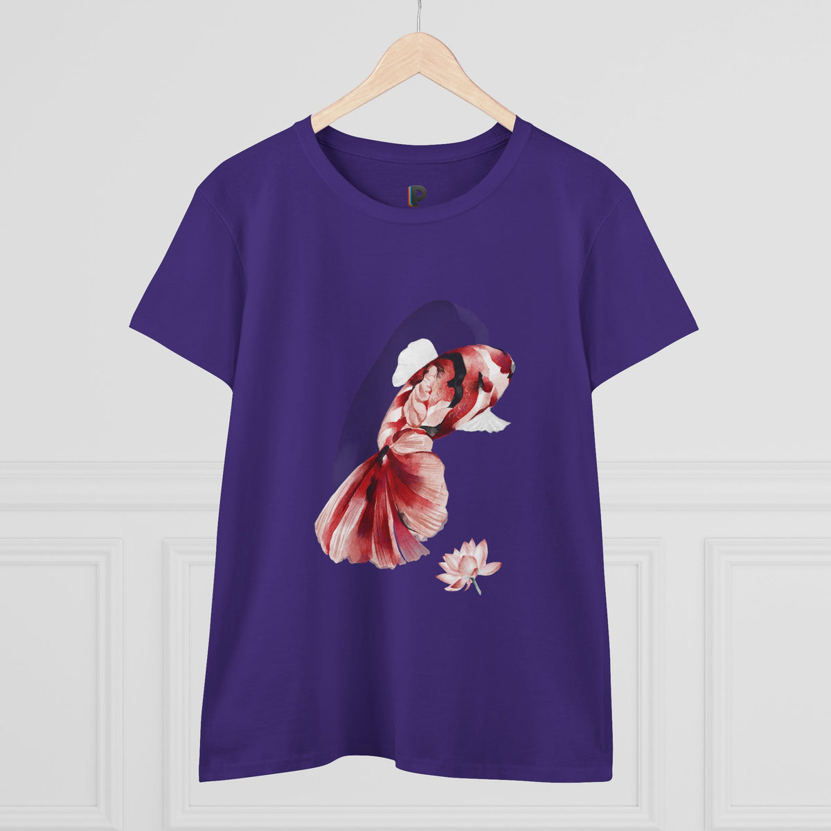 Crimson Betta & Lotus Watercolor Women’s Tee