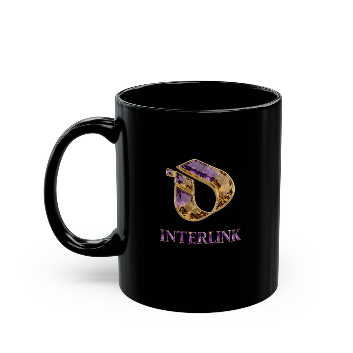 Ametrine Split-Facet Interlink Black Ceramic Mug