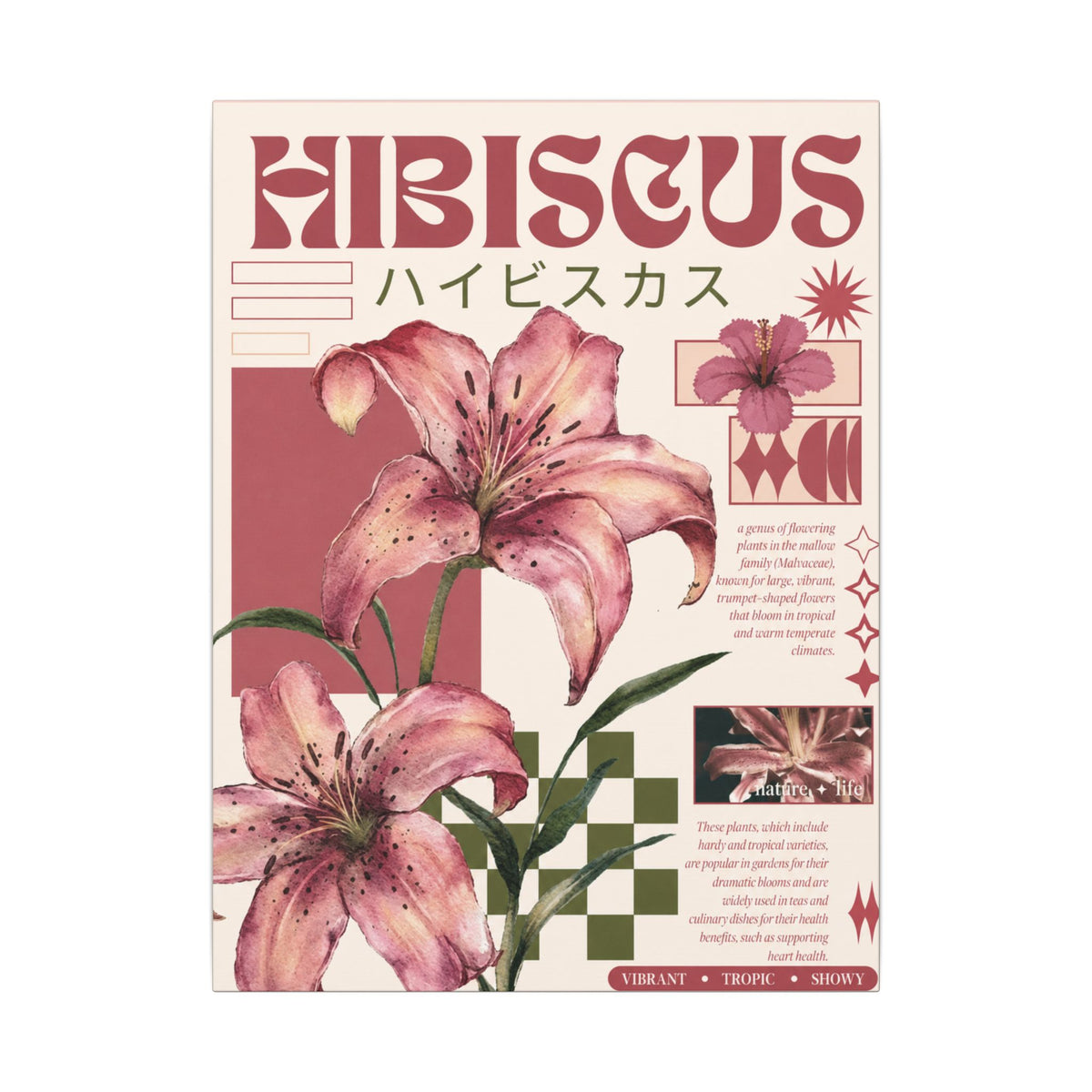 Hibiscus Botanical Matte Canvas Print