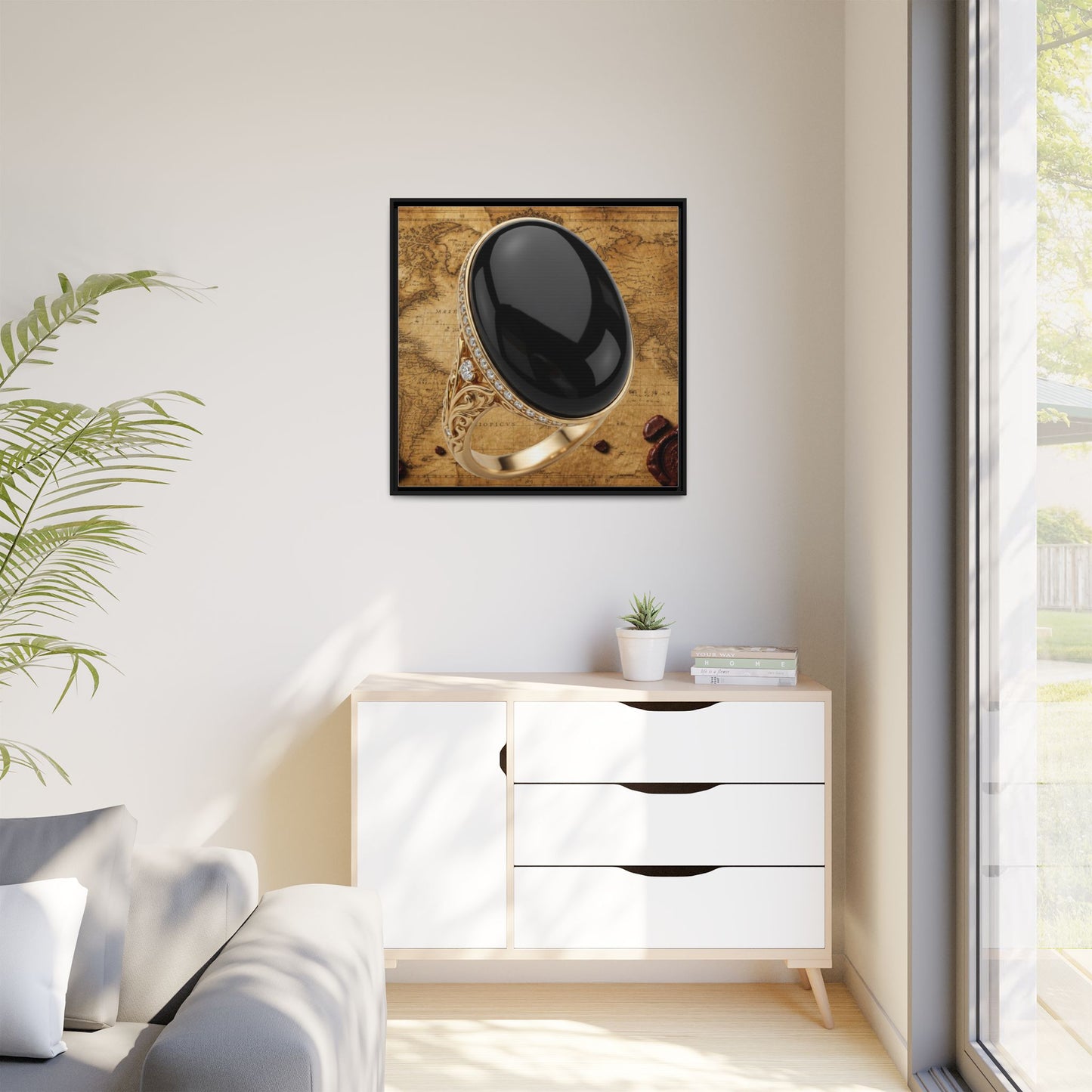 Onyx Cabochon Ring Framed Canvas